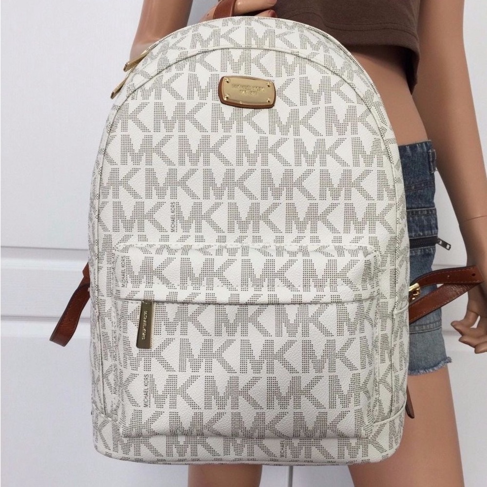 Michael Kors White Monogram Backpack